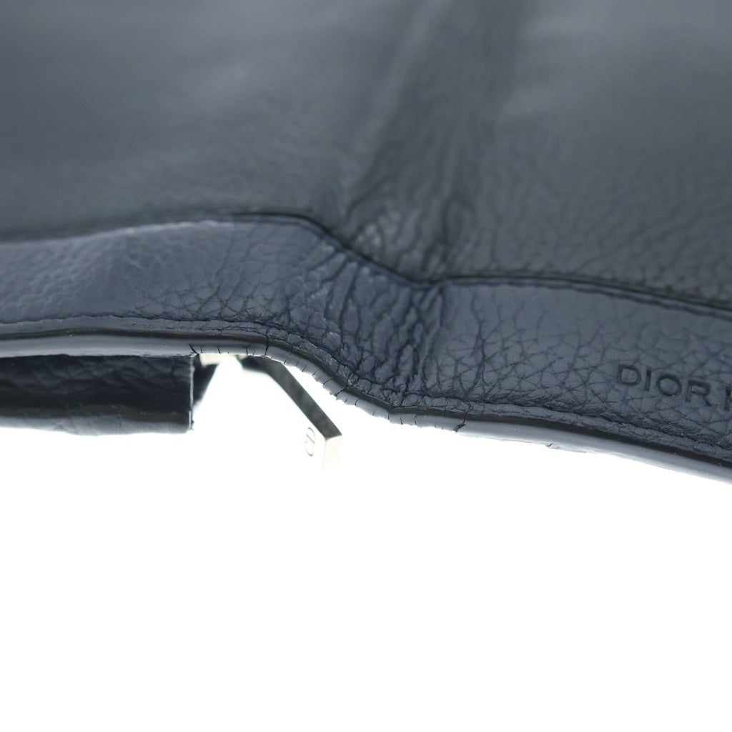 Dior HOMME(ディオールオム) ロゴエンボス レザーロングウォレット 二つ折り長財布 ブラック