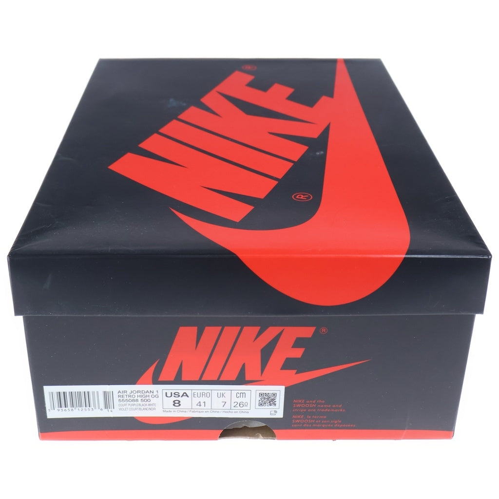 NIKE(ナイキ) AIR JORDAN RETRO HIGH OG COURT PURPLE 555088-500 エアジョーダン 1 レトロ コートパープル ハイカットスニーカー パープル/ホワイト US8/26cm