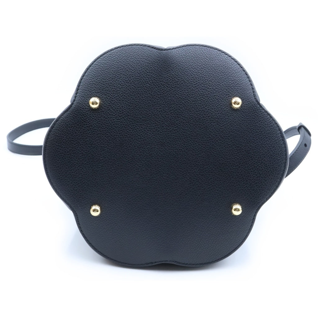 Polene(ポレーヌ) カヌレ 2WAY ハンド レザー ショルダーバッグ ブラック レディース