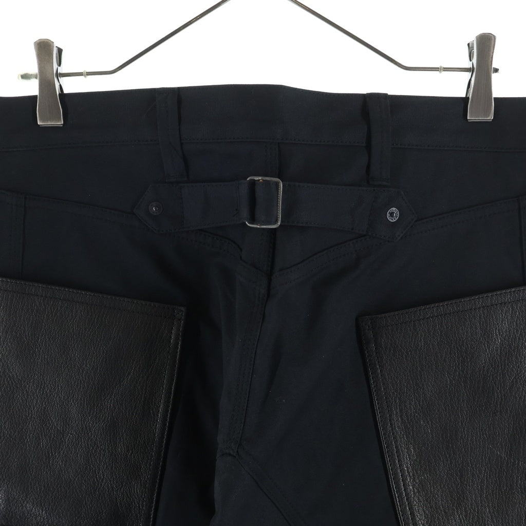 JUNYA WATANABE COMME des GARCONS(ジュンヤワタナベ コムデギャルソン) バック レザー ポケット ワイドパンツ ブラック WP-P004