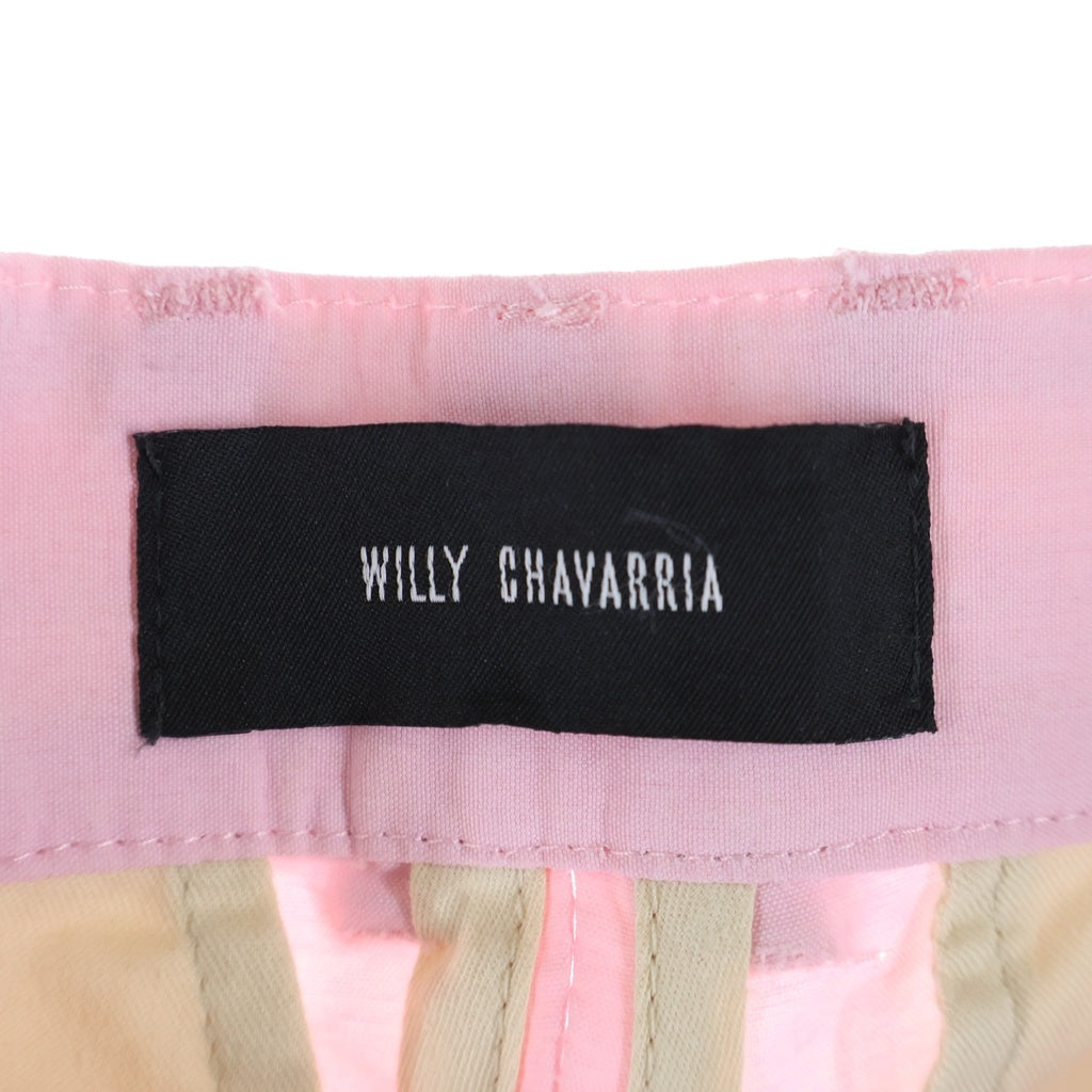 WILLY CHAVARRIA(ウィリーチャバリア) コットン ストレート パンツ ピンク WCBTM0072-73-30