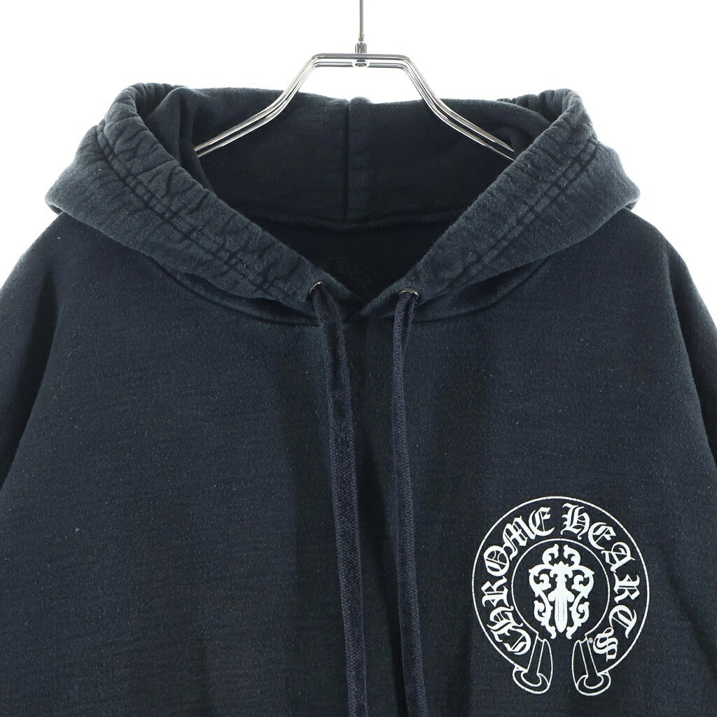 CHROME HEARTS(クロムハーツ) SWTSHRT HOODIE アメリカンフラッグ 星条旗 ホースシュープリント プルオーバー パーカー ブラック