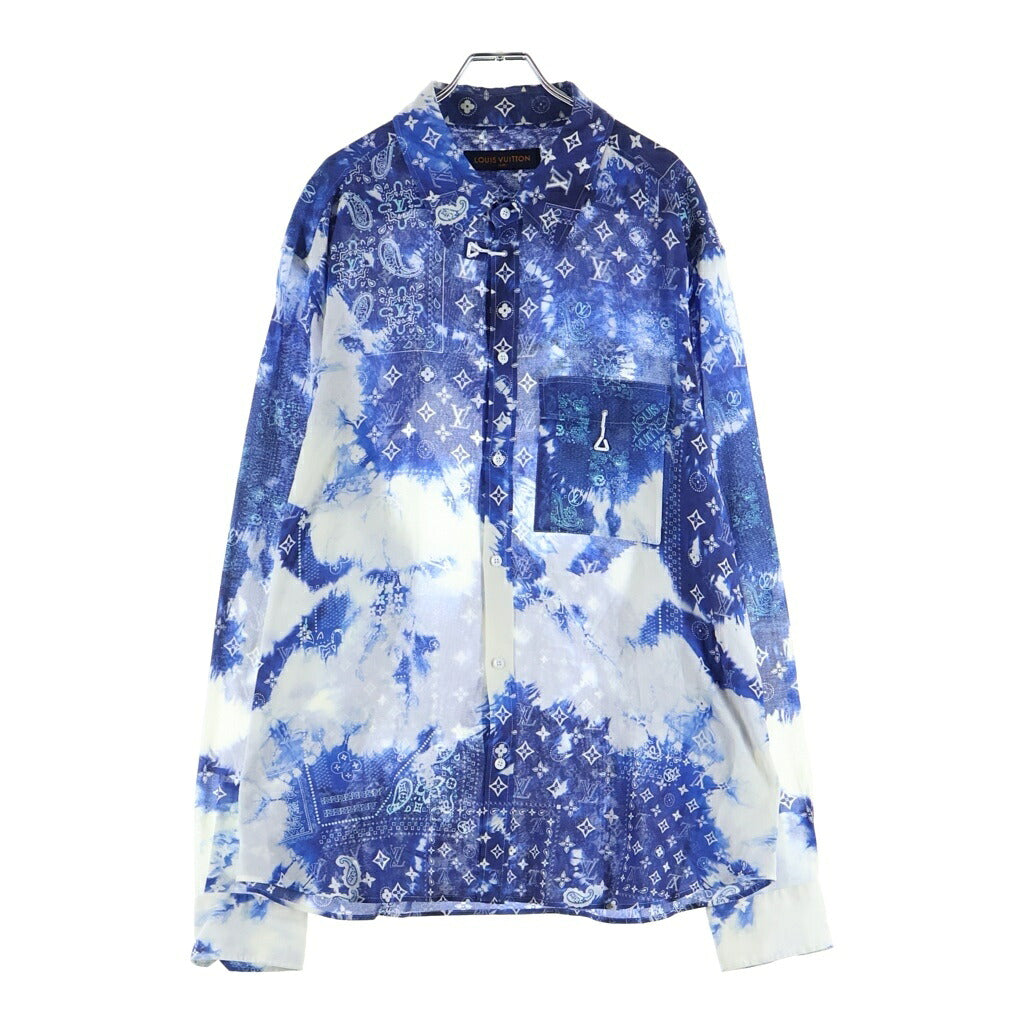 LOUIS VUITTON(ルイヴィトン) 22AW バンダナ フック シャツ 長袖 モノグラム コットン ホワイト/ブルー RM222M N08 HNS08W