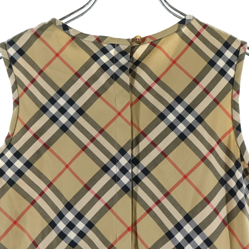 BURBERRY(バーバリー) バックジップ ノバチェックピンタック ノースリーブワンピース ブラウン THLADGAR91SAM