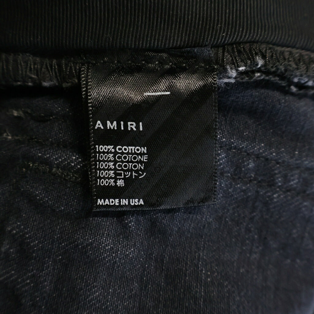 AMIRI(アミリ) ハイウエスト ワイドレッグ カーゴ ルーズ ジーンズ デニムパンツ ブラック PS24WDF004