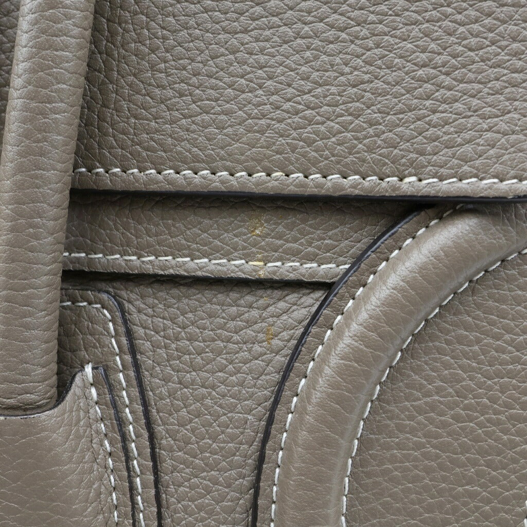 CELINE(セリーヌ) ラゲージ マイクロ ショッパー トートバッグ ハンドバッグ レザー グレージュ