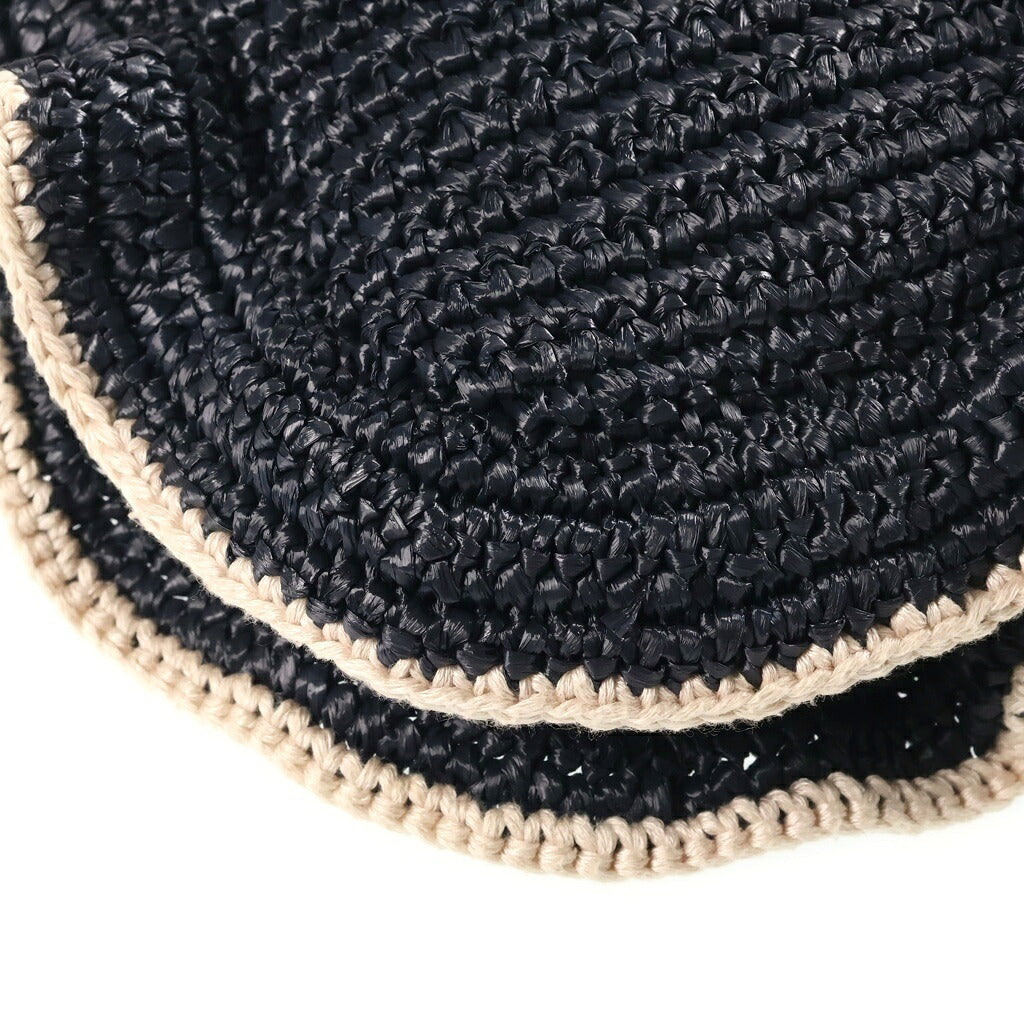 FENDI(フェンディ) バゲット フリル ショルダーバッグ ウェーブ ラフィア ネイビー 8BR600