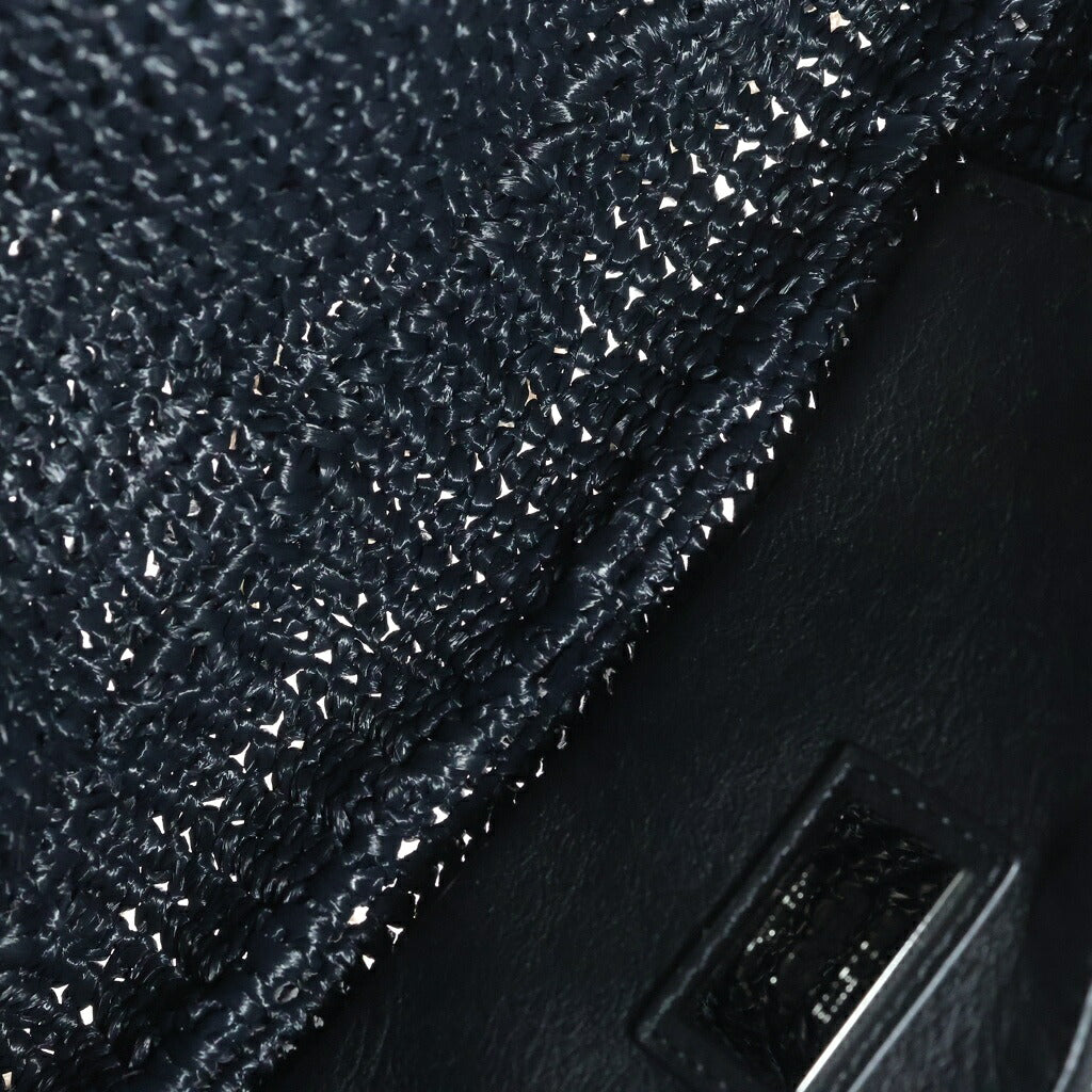 FENDI(フェンディ) バゲット フリル ショルダーバッグ ウェーブ ラフィア ネイビー 8BR600
