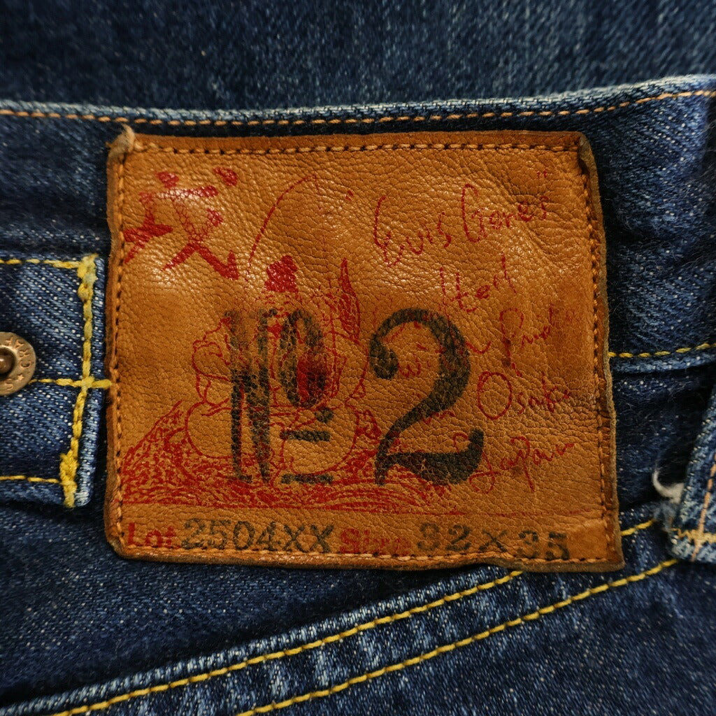 EVISU(エビス) 90S VINTAGE No.2 STYLE CRAFT EVIS JEANS 2504XX シンチバック付き ストレート デニムパンツ インディゴ