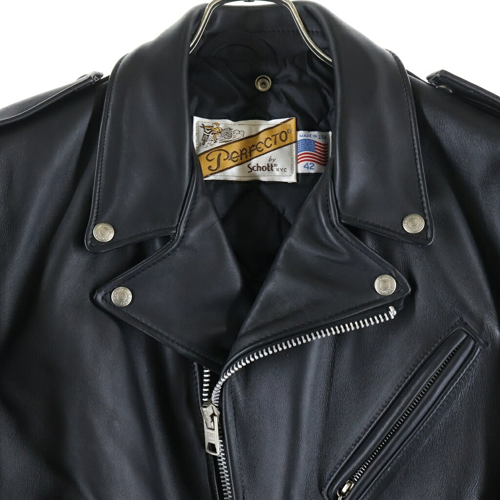 SCHOTT(ショット) 618 PERFECTO バイカータグ後期 ジップアップ ダブルライダースジャケット ブラック