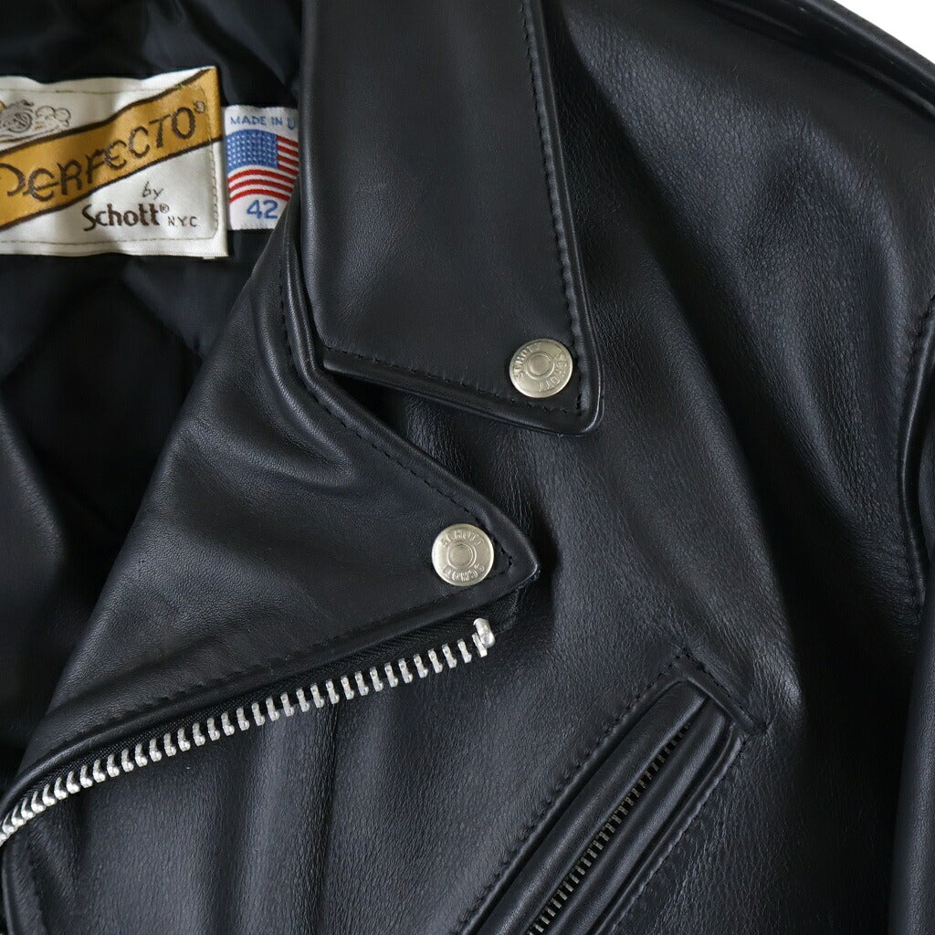 SCHOTT(ショット) 618 PERFECTO バイカータグ後期 ジップアップ ダブルライダースジャケット ブラック