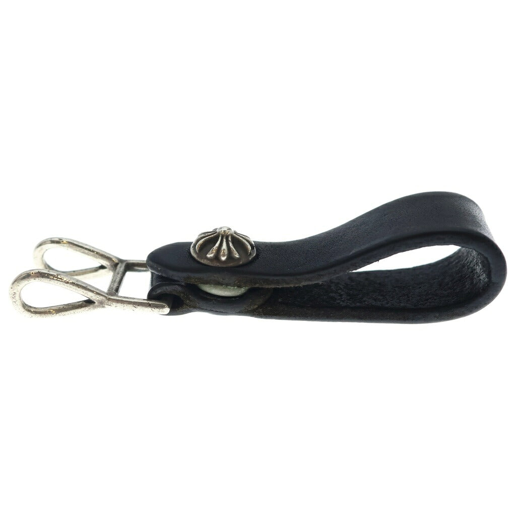CHROME HEARTS(クロムハーツ) BELT LOOP クロスボールボタンレザーベルトループ シルバー/ブラック BCA397