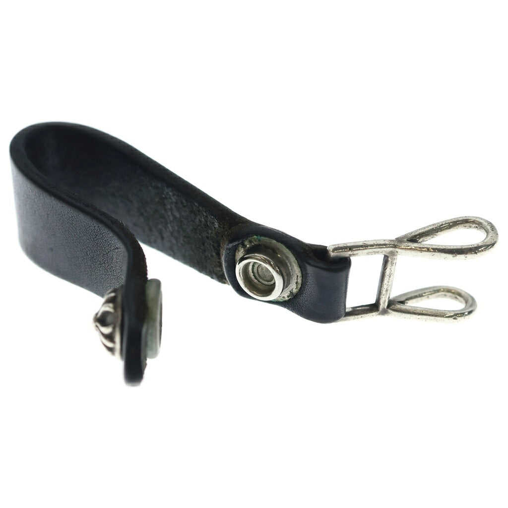 CHROME HEARTS(クロムハーツ) BELT LOOP クロスボールボタンレザーベルトループ シルバー/ブラック BCA397