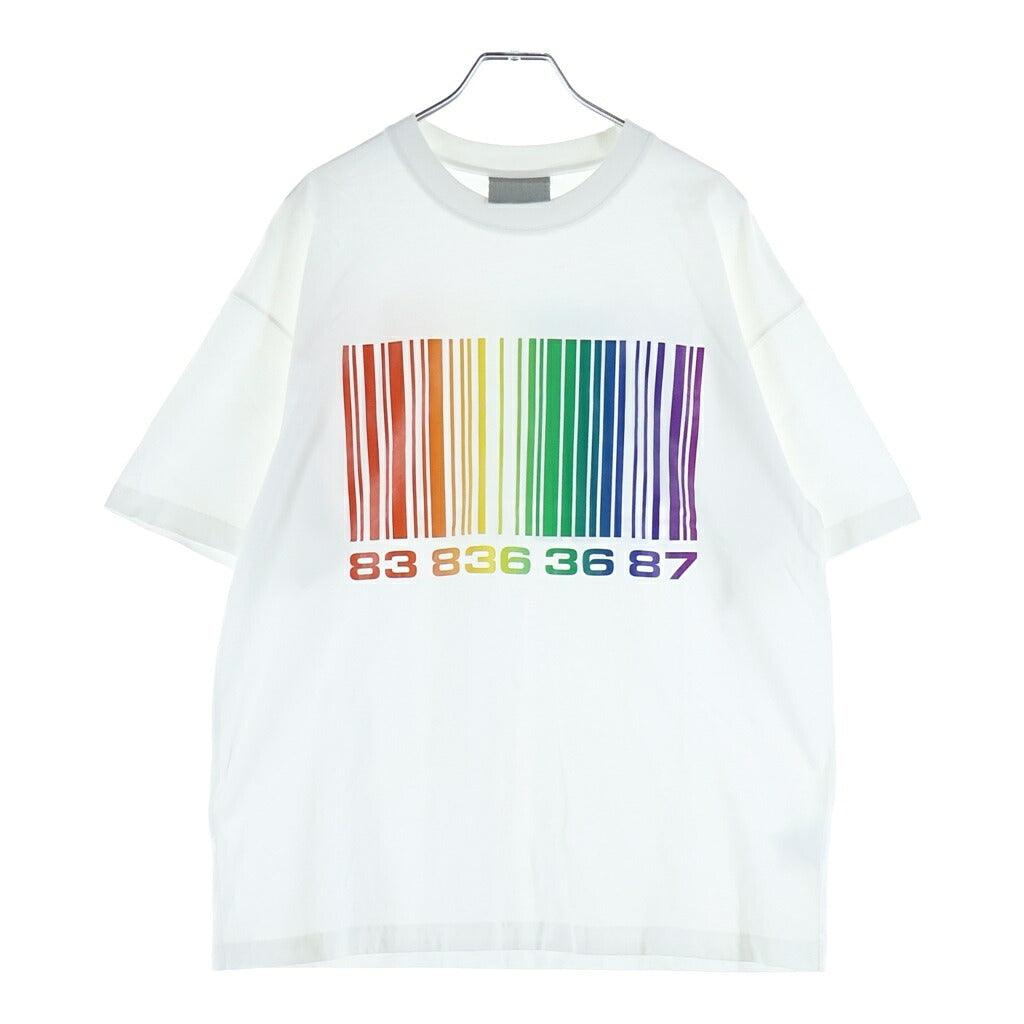 VETEMENTS(ヴェトモン) バーコード プリント クルーネック 半袖Tシャツ カットソー ホワイト VL14TR180B