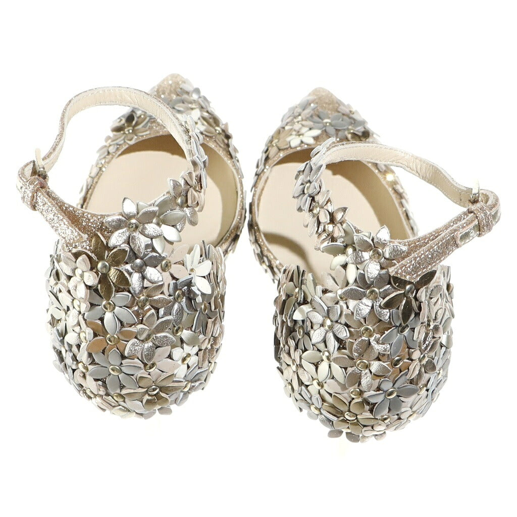 JIMMY CHOO(ジミーチュウ) LORELAI 100 パンプス ヒール フラワー モチーフ ラメ グリッター ゴールド レディース
