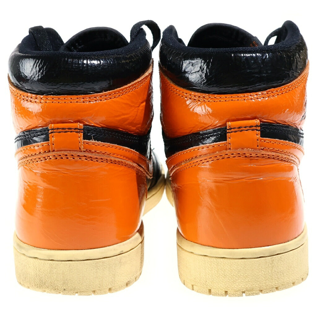 NIKE(ナイキ) AIR JORDAN 1 RETRO HIGH OG SHATTERED BACKBOARD 3.0 エアジョーダン1 オレンジ レトロ ハイカット パテントレザー シャッタードバックボード ハイカットスニーカー ブラック/オレンジ US8.5/26.5cm 555088-028