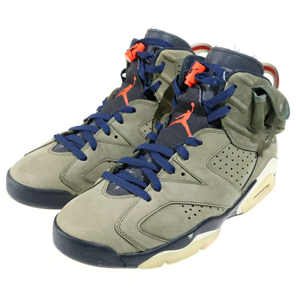 NIKE(ナイキ) ×TRAVIS SCOTT AIR JORDAN 6 RETRO SP トラヴィス スコット エアジョーダン6 ハイカットスニーカー カーキ US9/27cm CN1084-200