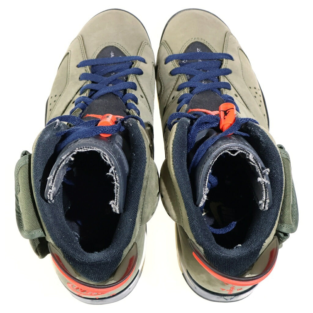 NIKE(ナイキ) ×TRAVIS SCOTT AIR JORDAN 6 RETRO SP トラヴィス スコット エアジョーダン6 ハイカットスニーカー カーキ US9/27cm CN1084-200