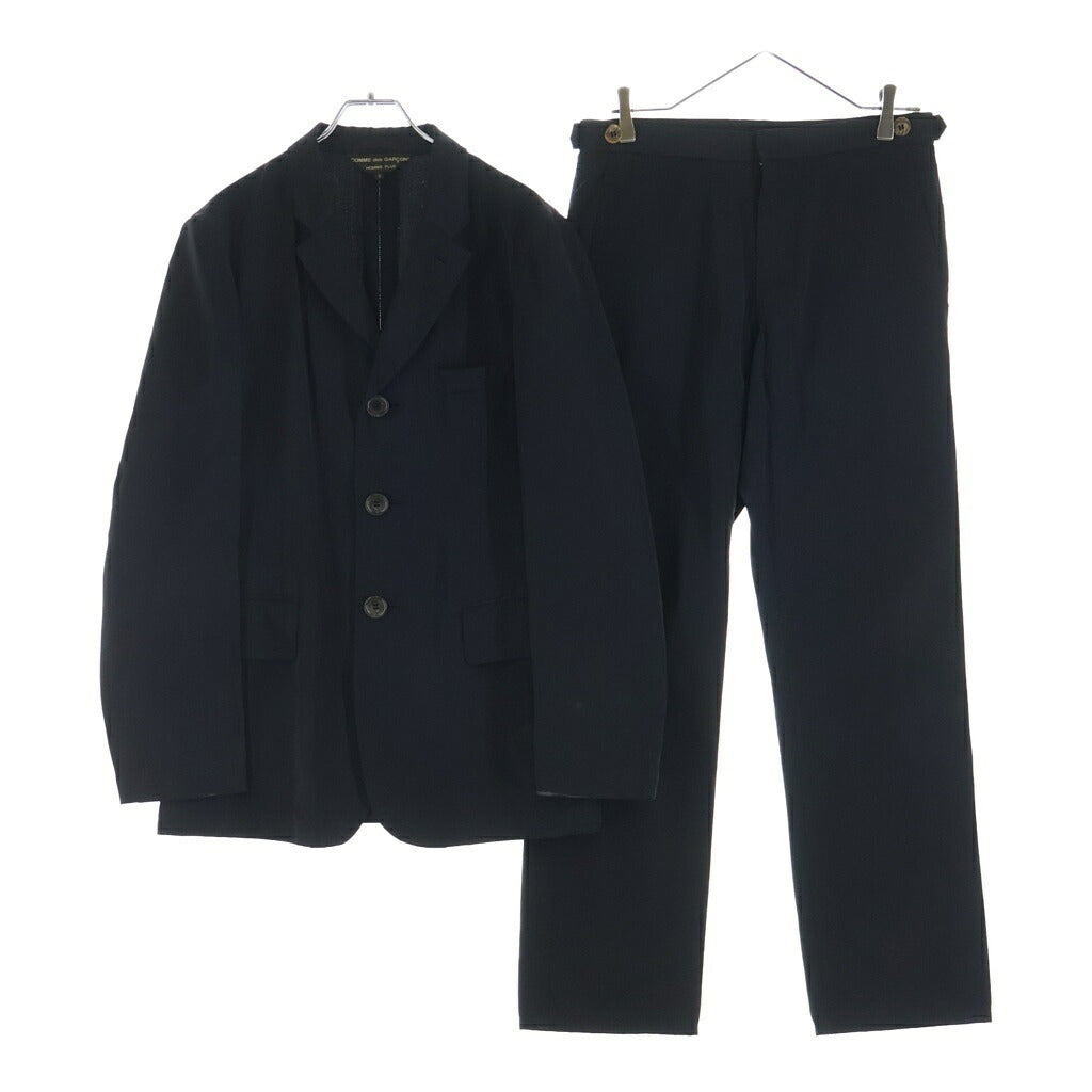 COMME des GARCONS HOMME PLUS(コムデギャルソンオムプリュス) 01AW サイケデリック期 キュプラ 変形 ラペル テーラードジャケット/スラックス ロングパンツ ブラック セットアップスーツ PJ-10084S AD2001