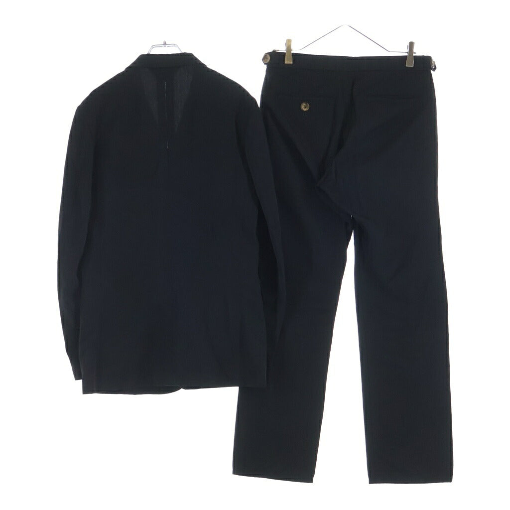 COMME des GARCONS HOMME PLUS(コムデギャルソンオムプリュス) 01AW サイケデリック期 キュプラ 変形 ラペル テーラードジャケット/スラックス ロングパンツ ブラック セットアップスーツ PJ-10084S AD2001