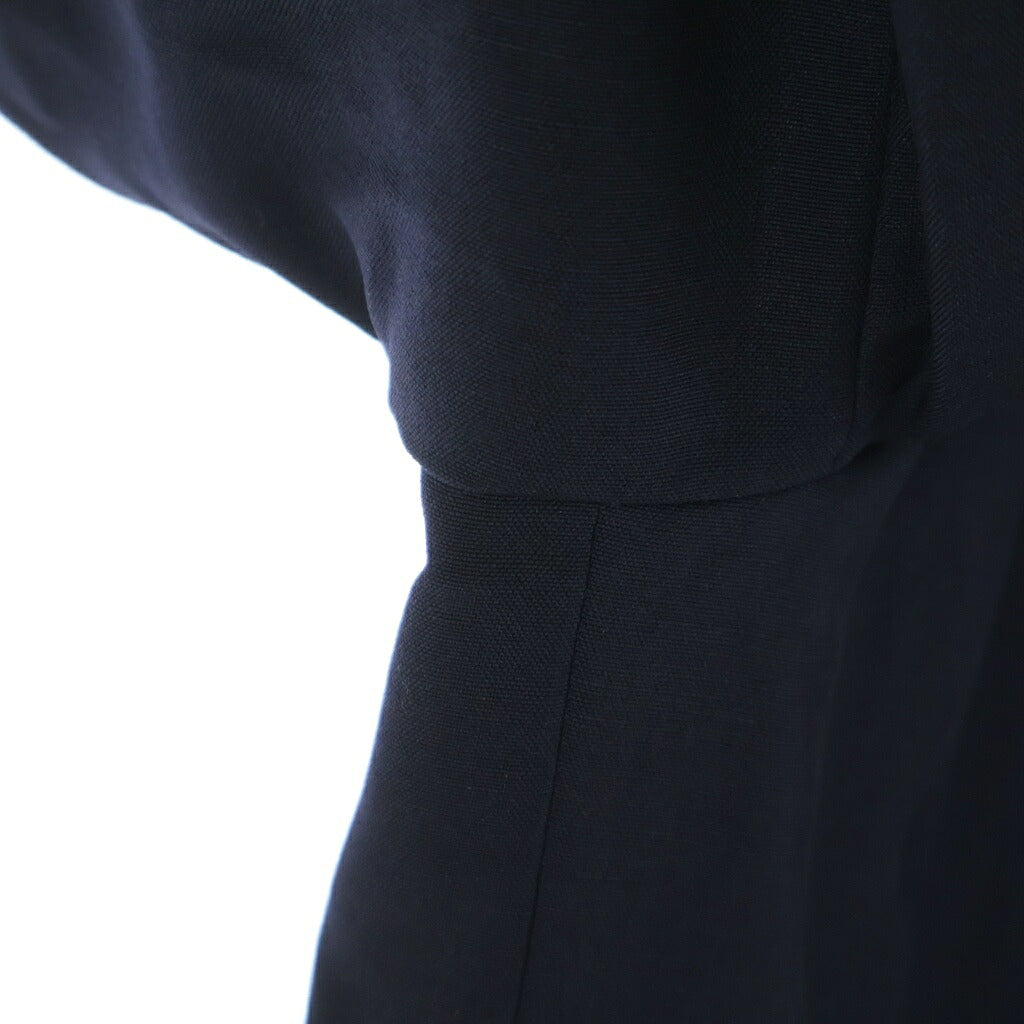 COMME des GARCONS HOMME PLUS(コムデギャルソンオムプリュス) 01AW サイケデリック期 襟ウール切替 スタンドカラー ジャケット ネイビー PI-B010 AD2002