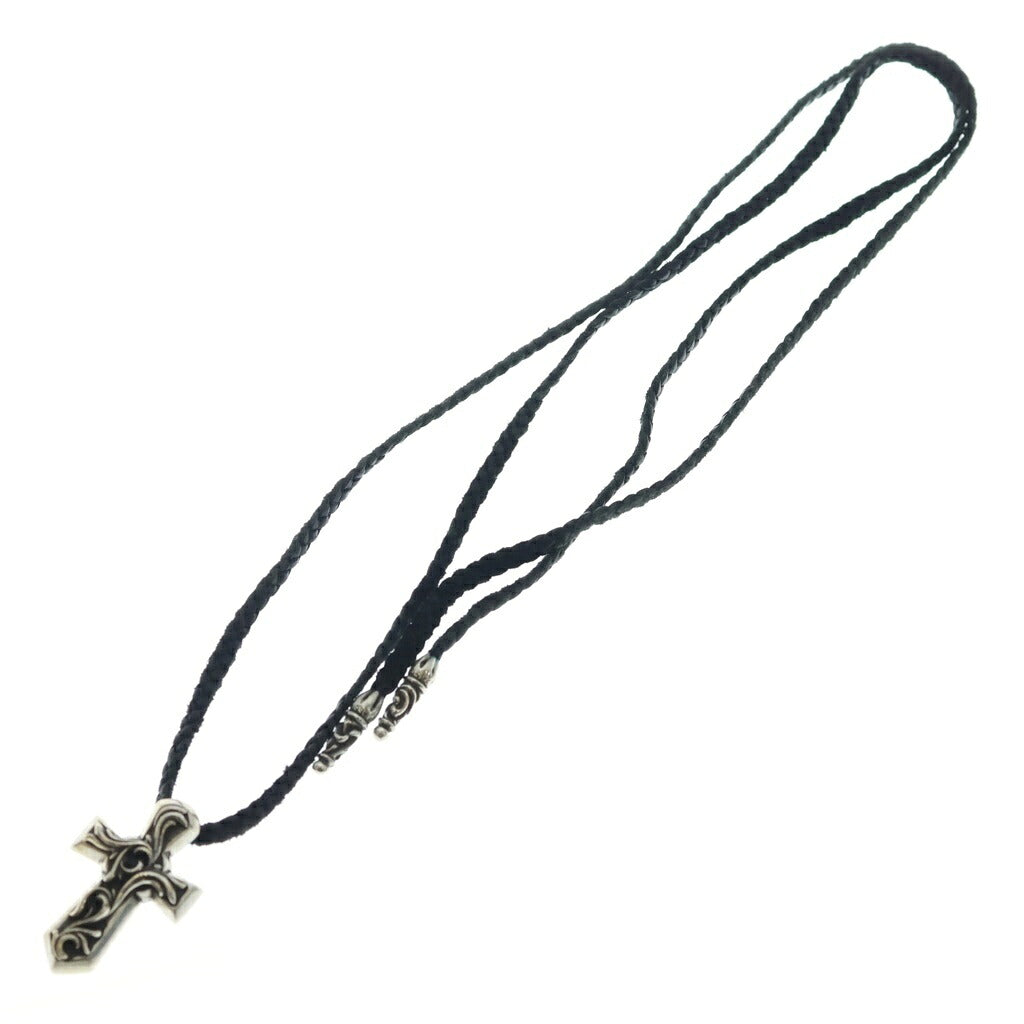 CHROME HEARTS(クロムハーツ) VULCAN CROSS SML LB バルカンクロス スモール レザーブレイド ネックレス シルバー/ブラック