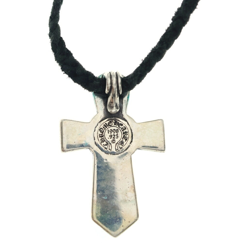 CHROME HEARTS(クロムハーツ) VULCAN CROSS SML LB バルカンクロス スモール レザーブレイド ネックレス シルバー/ブラック