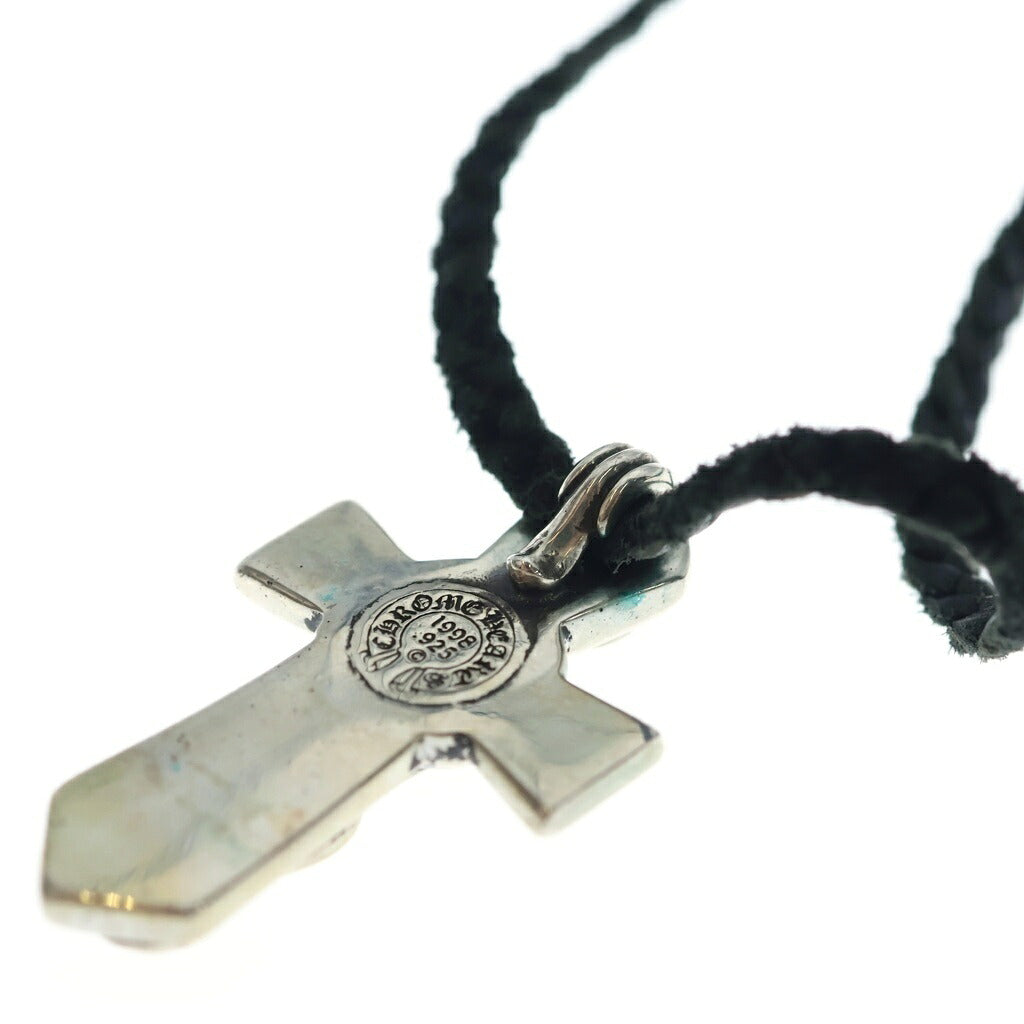 CHROME HEARTS(クロムハーツ) VULCAN CROSS SML LB バルカンクロス スモール レザーブレイド ネックレス シルバー/ブラック