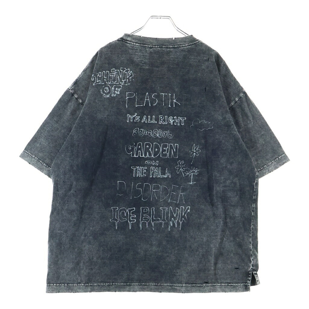 MAISON MIHARAYASUHIRO(メゾンミハラヤスヒロ) 24AW DISTRESSED CAT PRINT T-SHIRT ブリーチ加工 キャットプリント クルーネック 半袖Tシャツ カットソー グレー A13TS611