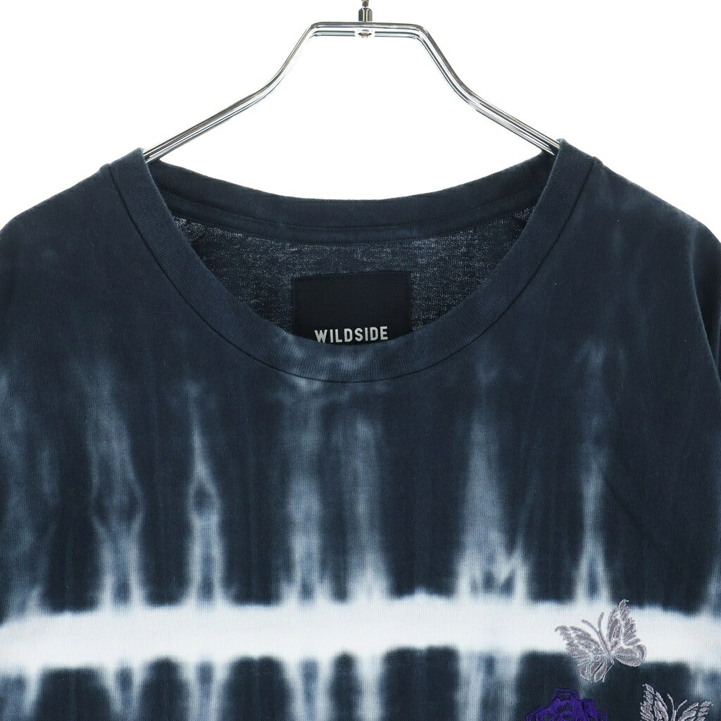 Needles(ニードルス) ×WILDSIDE PAPILLON ENNBUROIDARI S/S TEE ×ワイルドサイド パピヨン刺繍 クルーネック 半袖Tシャツ カットソー グレー SX1978