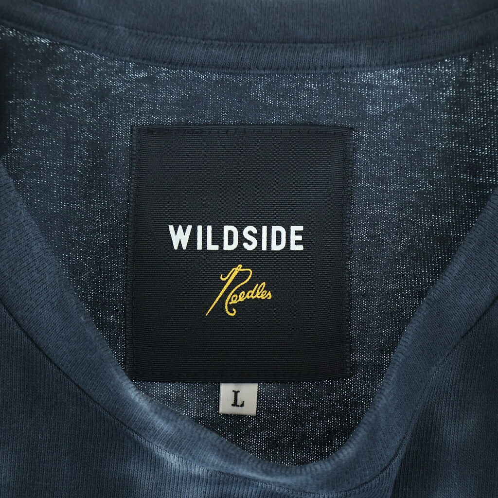 Needles(ニードルス) ×WILDSIDE PAPILLON ENNBUROIDARI S/S TEE ×ワイルドサイド パピヨン刺繍 クルーネック 半袖Tシャツ カットソー グレー SX1978