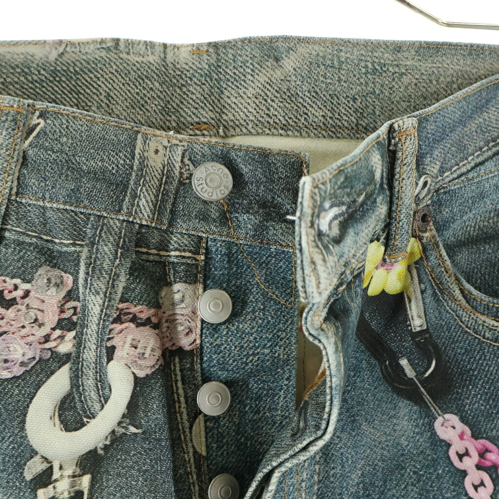 Acne Studios(アクネ ストゥディオズ) BAGGY FIT JEANS TROMPE L EIL PRINT バギーフィットジーンズ 1981F トロンプ ルイユプリント ワイドパンツ マルチ FN-WN-TROU001418