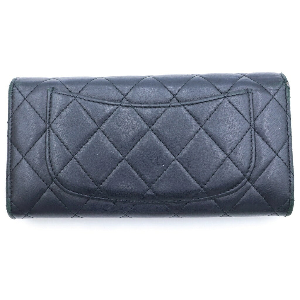CHANEL(シャネル) クラシック ロング フラップ ココマーク ラムスキン マトラッセ ウォレット 長財布 ブラック ゴールド金具