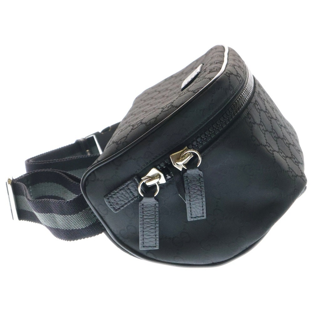 GUCCI(グッチ) GGナイロン レザーロゴ ウエスト ボディバッグ ブラック 449182