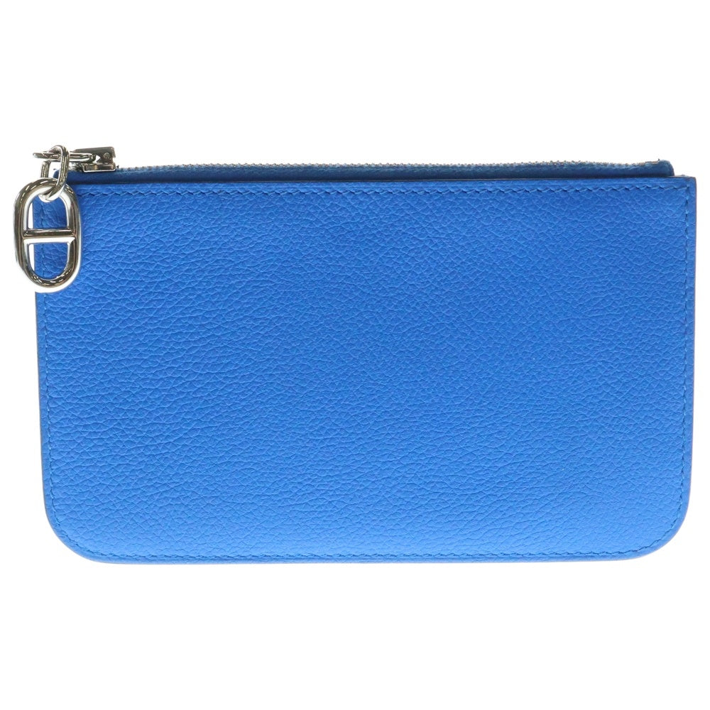 HERMES(エルメス) Zipengo Chaine dAncre ジップアンゴー シェーヌダンクル ヴォー レザーカードケース K刻印 ブルー
