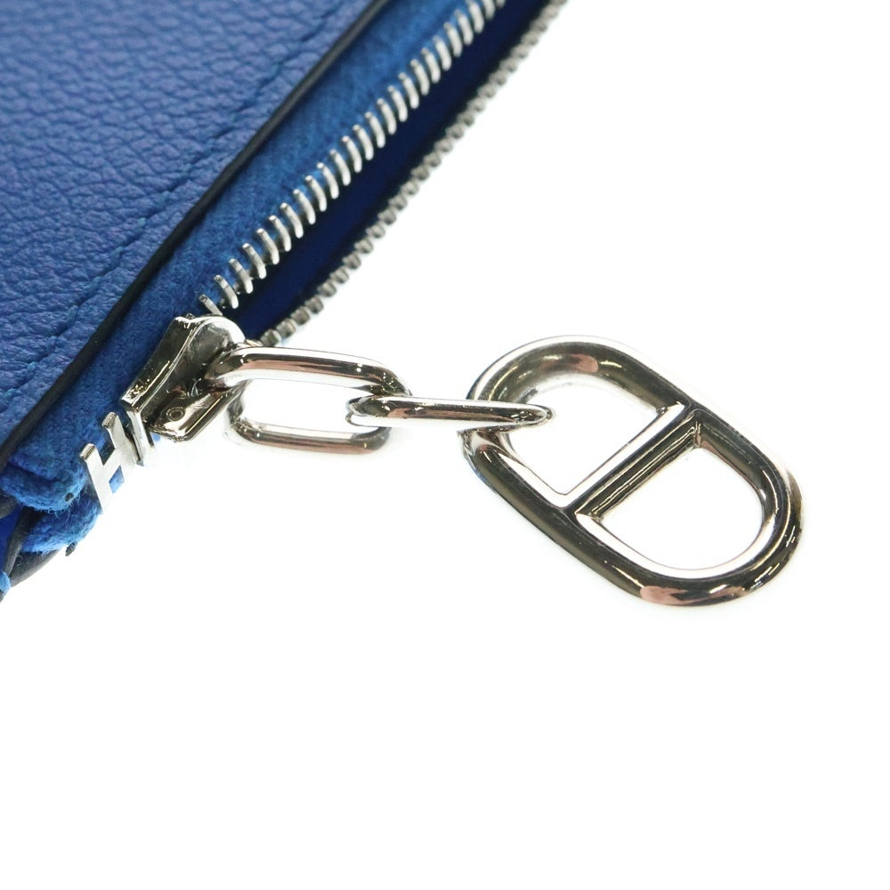 HERMES(エルメス) Zipengo Chaine dAncre ジップアンゴー シェーヌダンクル ヴォー レザーカードケース K刻印 ブルー