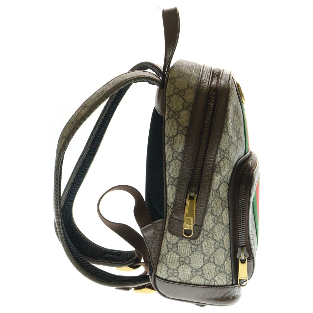 GUCCI(グッチ) GGスプリーム オフィディア シェリーライン スモール バックパック リュックサック ショルダーバッグ ブラウン×ベージュ レザー×PVC ゴールド金具 547965