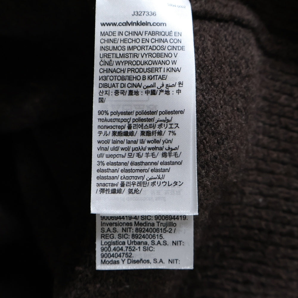 Calvin Klein Jeans(カルバンクラインジーンズ) ロゴ刺繍 クルーネック 長袖ニットセーター ブラウン J327336