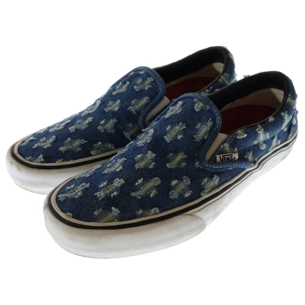 VANS(ヴァンズ) ×SUPREME Slip-On PRO シュプリーム デニム スリッポン ローカットスニーカー インディゴブルー US8.5/26.5cm VN0A38DD2DD