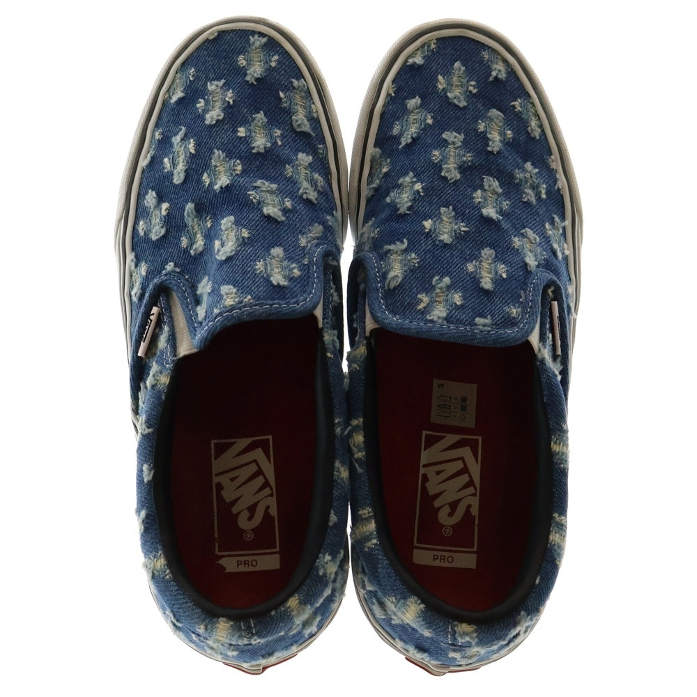 VANS(ヴァンズ) ×SUPREME Slip-On PRO シュプリーム デニム スリッポン ローカットスニーカー インディゴブルー US8.5/26.5cm VN0A38DD2DD