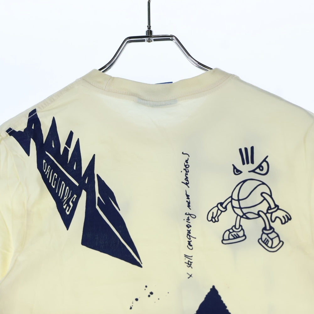 adidas(アディダス) ロゴプリント クルーネック 半袖Tシャツ カットソー アイボリー