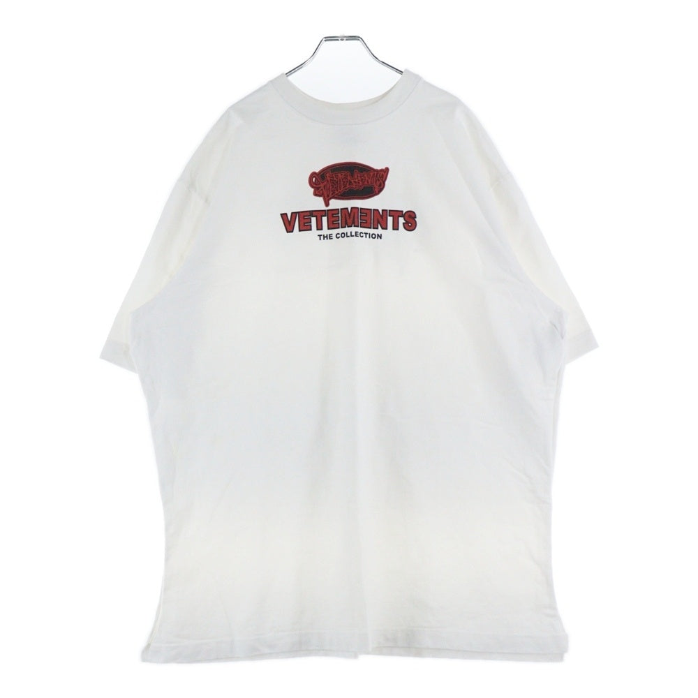 VETEMENTS(ヴェトモン) 18SS Side slit Tee WSS18TR8 サイドスリット フロントプリント 半袖Tシャツ カットソー ホワイト