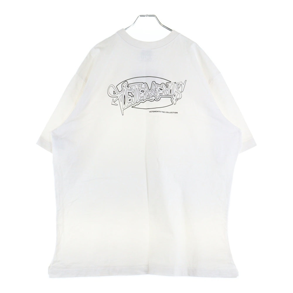 VETEMENTS(ヴェトモン) 18SS Side slit Tee WSS18TR8 サイドスリット フロントプリント 半袖Tシャツ カットソー ホワイト