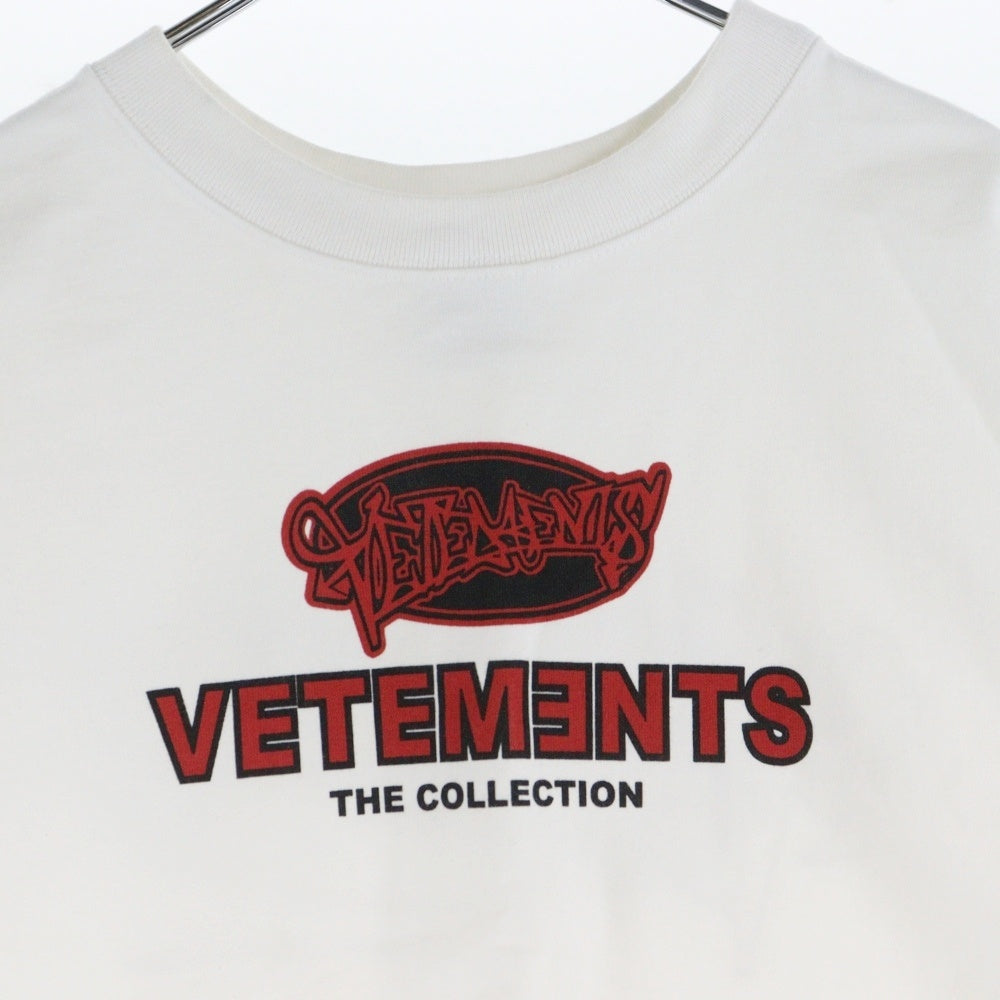 VETEMENTS(ヴェトモン) 18SS Side slit Tee WSS18TR8 サイドスリット フロントプリント 半袖Tシャツ カットソー ホワイト