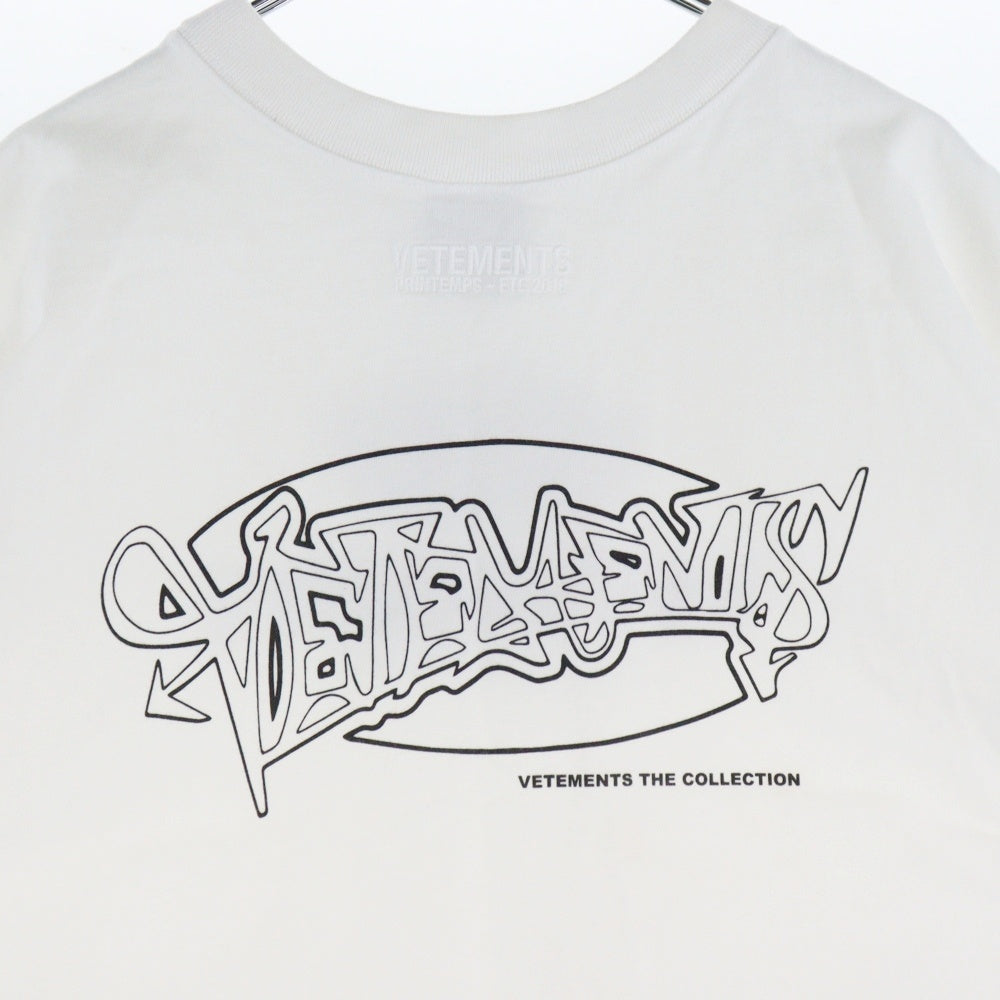 VETEMENTS(ヴェトモン) 18SS Side slit Tee WSS18TR8 サイドスリット フロントプリント 半袖Tシャツ カットソー ホワイト
