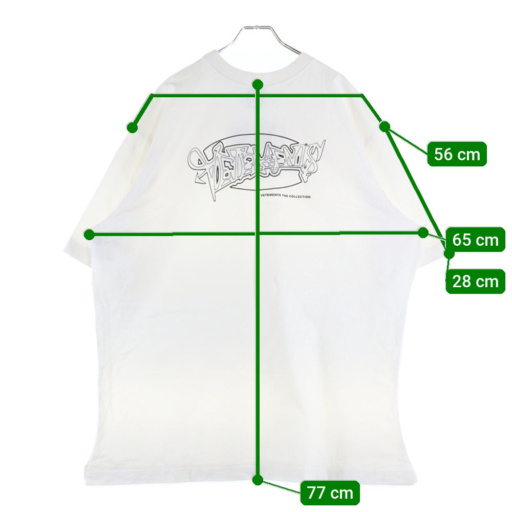 VETEMENTS(ヴェトモン) 18SS Side slit Tee WSS18TR8 サイドスリット フロントプリント 半袖Tシャツ カットソー ホワイト
