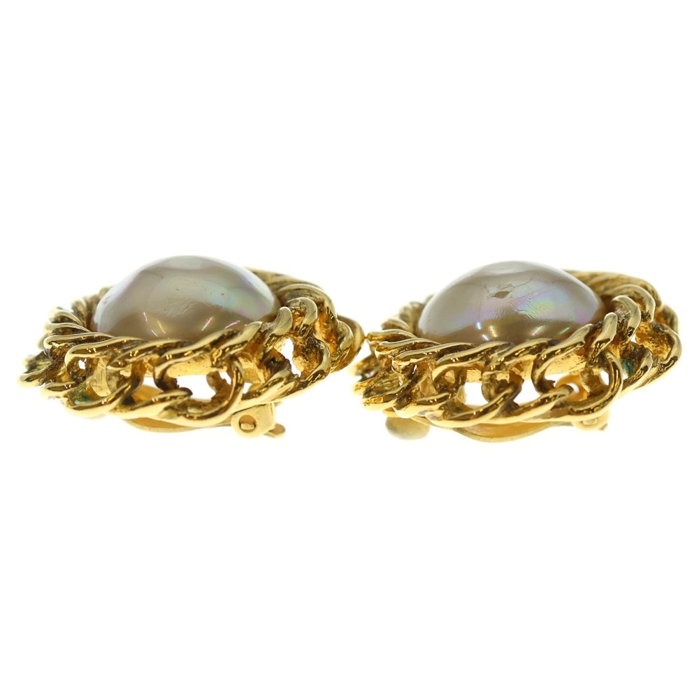 CHANEL(シャネル) チェーンデザイン フェイクパール イヤリング ゴールド GP