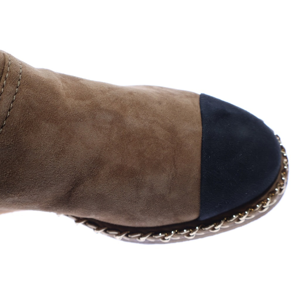 CHANEL正規シャネル★人気レザースエードムートンボワブーツ★黒36★23.5 CHANEL正規シャネル☆人気レザースエードムートンボワブーツ☆黒36