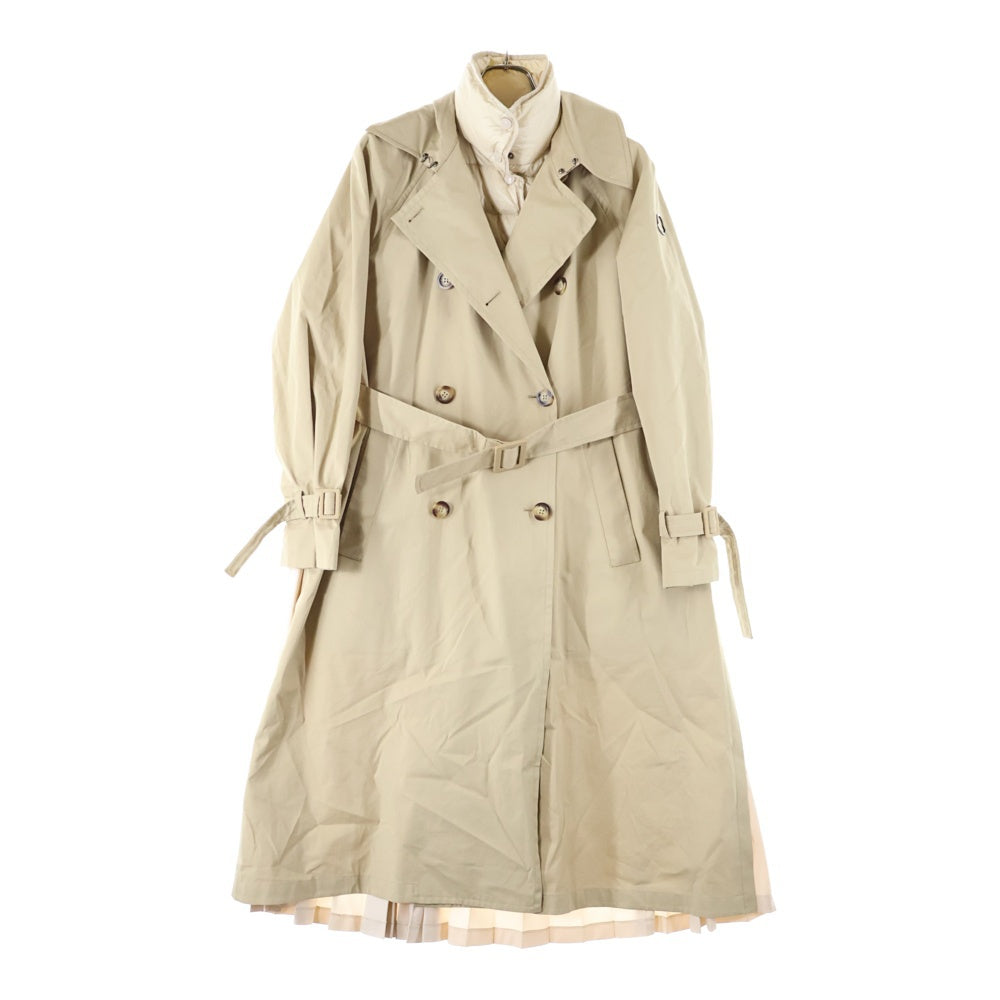 MONCLER(モンクレール) EBIHENS LONG COAT ダウンレイヤード バックプリーツ切り替え ロングトレンチコート ジャケット レディース ベージュ F20931D51980
