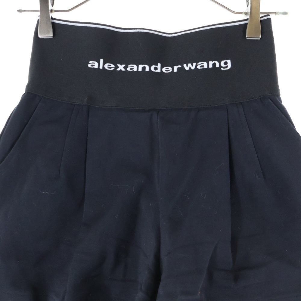 ALEXANDER WANG(アレキサンダーワン) Safari Short With Exposed Zipper And Logo Elastic ウエストロゴバンド ジップショートパンツ ブラック レディース